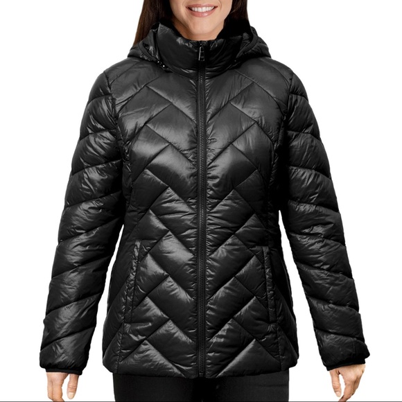 NWT Black London Fog Women's Packable Down Coat - Picture 1 of 6